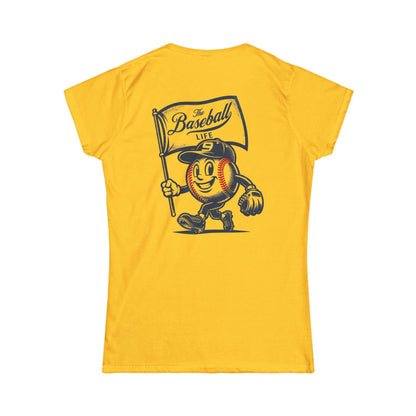 Mr. Baseball Mascot Flying Flag Women's T-Shirt
