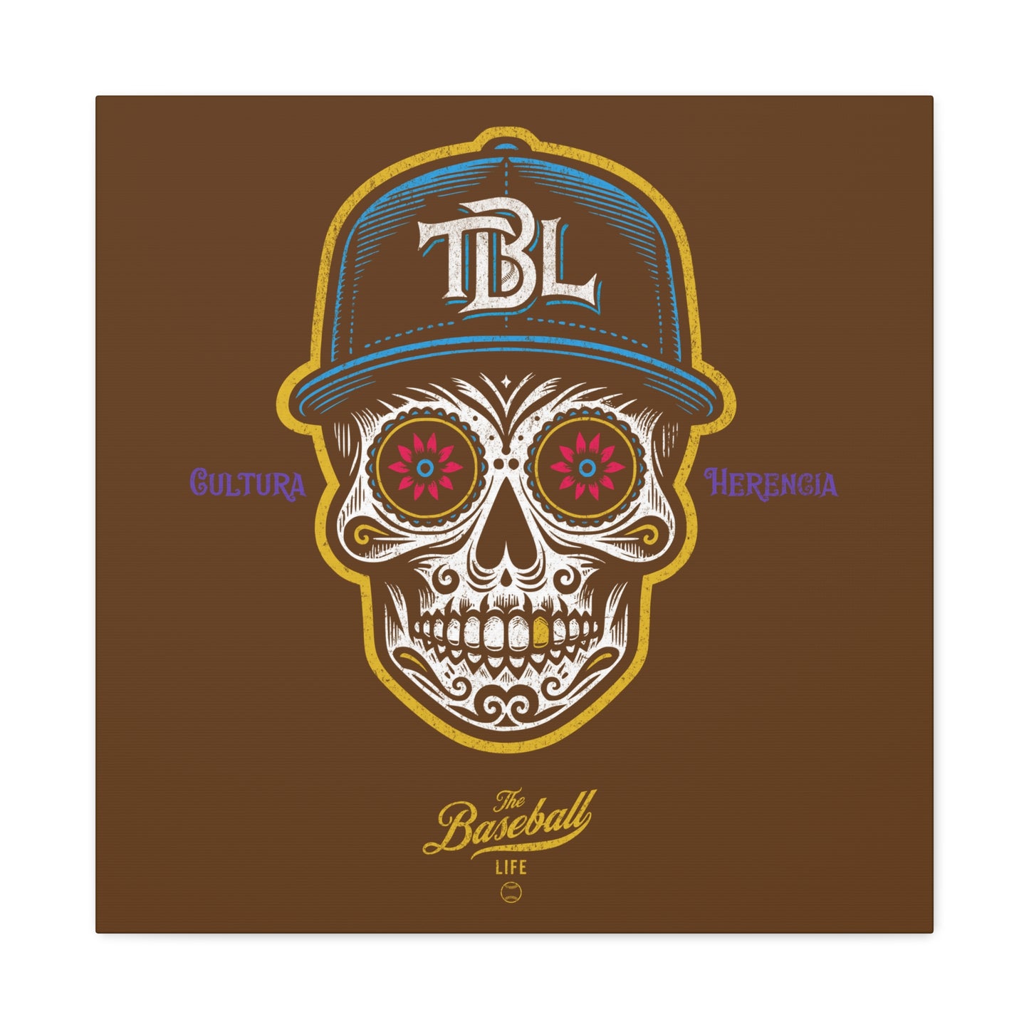 Beisbol Sugar Skull Series_Player 1  Wall Art Canvas_Brown
