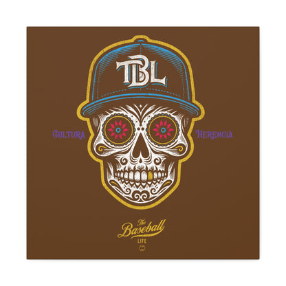 Beisbol Sugar Skull Series_Player 1  Wall Art Canvas_Brown