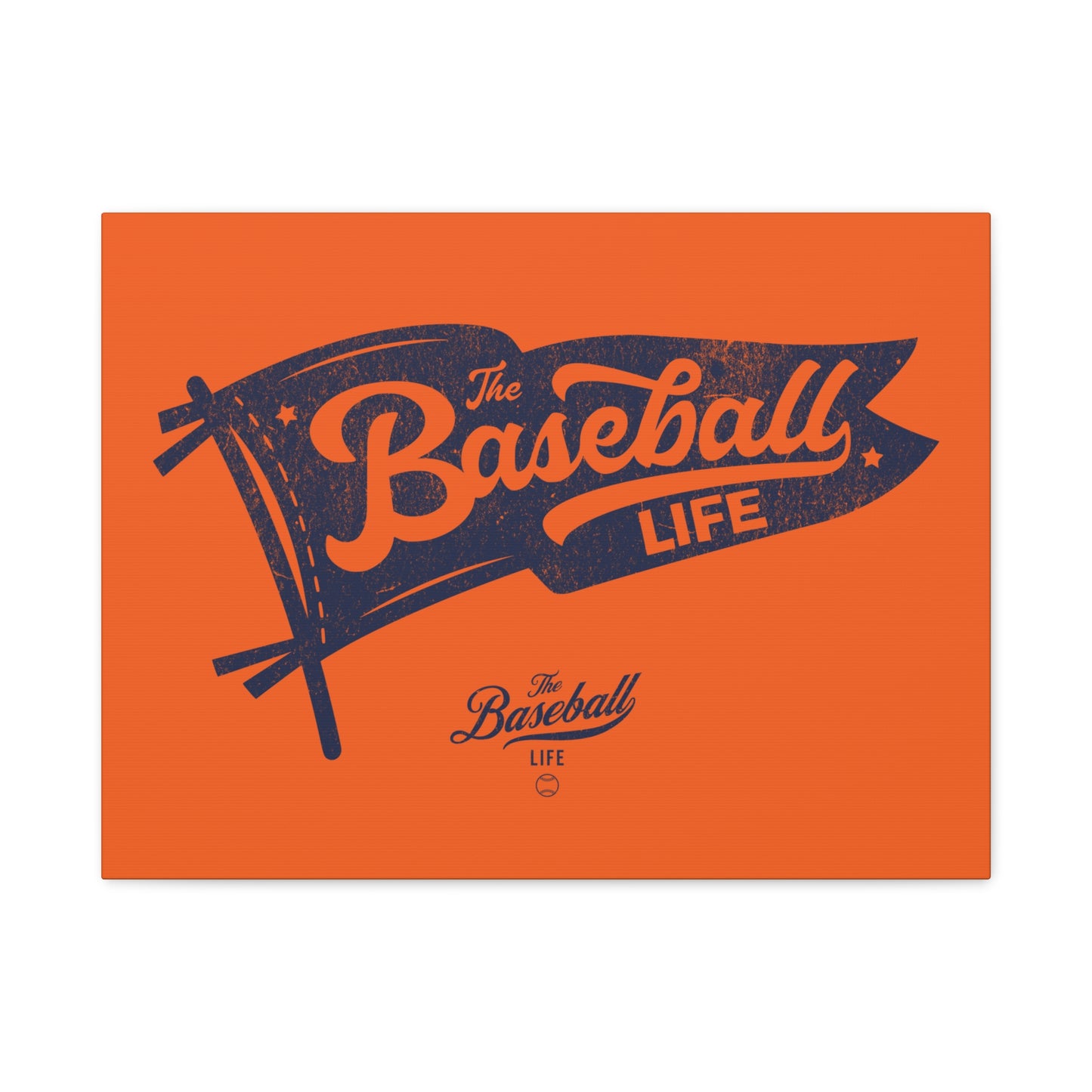 Classic Pennant Wall Art Canvas_Navy Print on Orange
