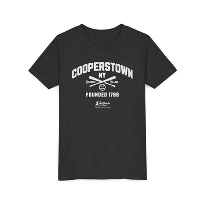 Youth Cooperstown NY White Print_Artifacts Baseball Collection T-Shirt
