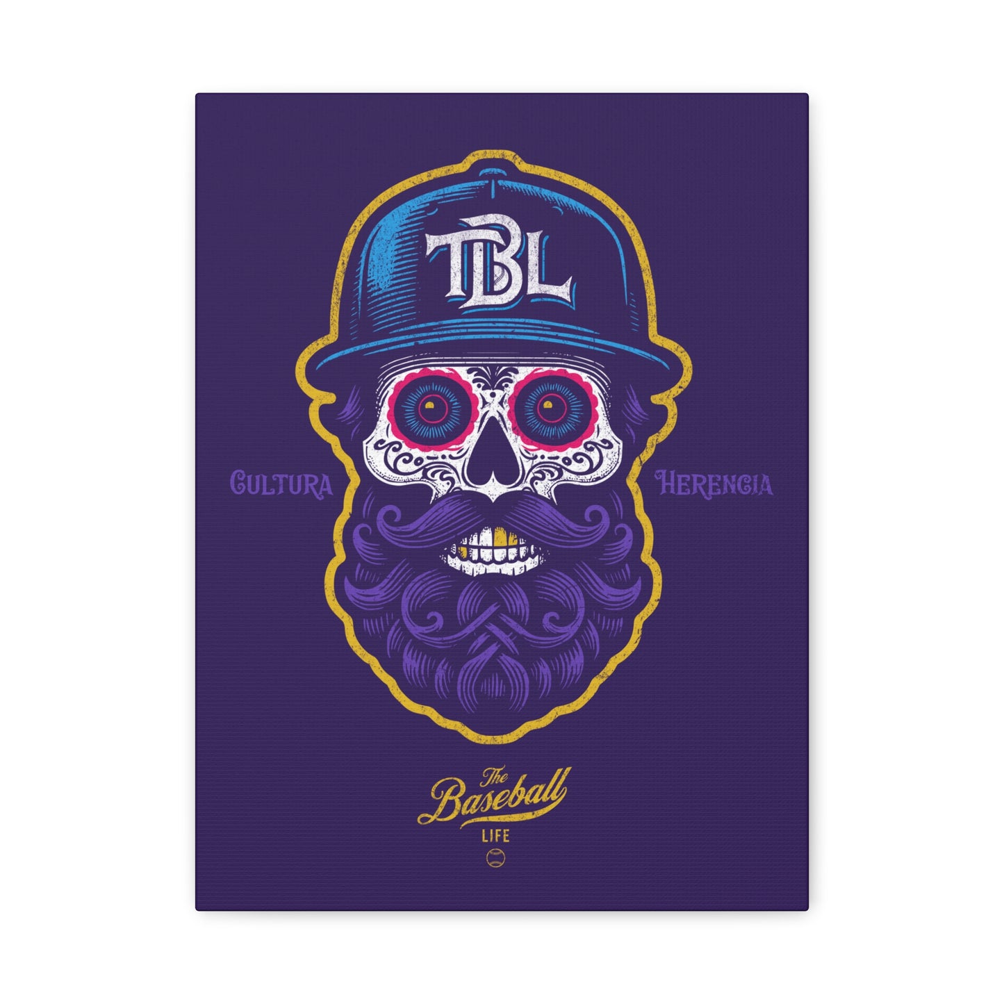 Beisbol Sugar Skull Series_Player 2 Wall Art Canvas_Purple