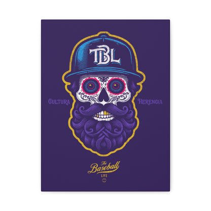 Beisbol Sugar Skull Series_Player 2 Wall Art Canvas_Purple
