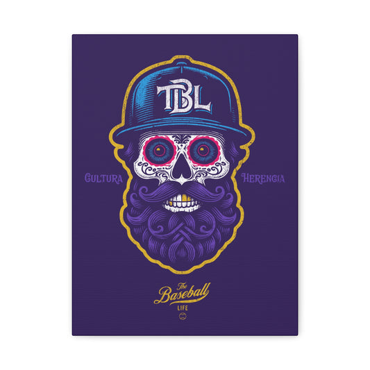 Beisbol Sugar Skull Series_Player 2 Wall Art Canvas_Purple