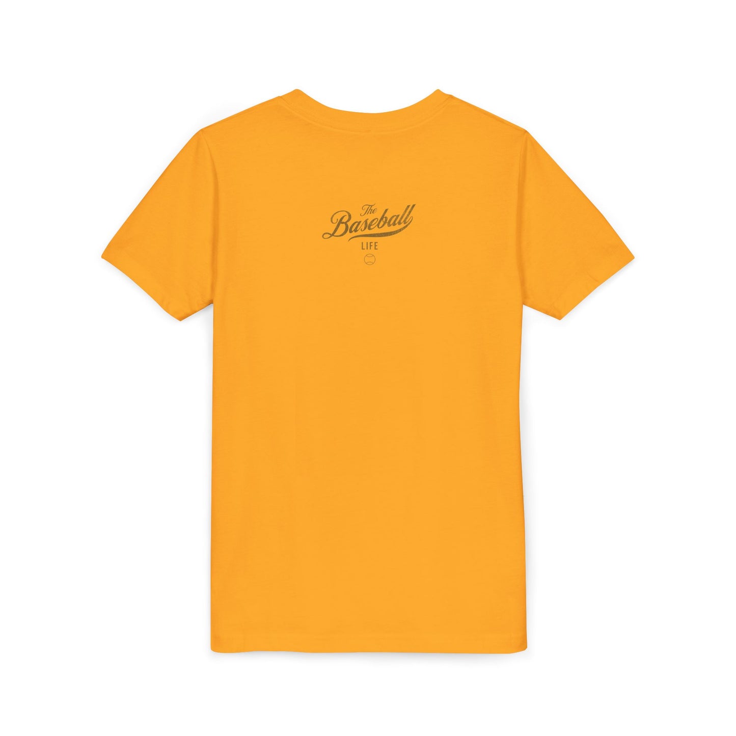 Youth The Baseball Life Classic Script T-Shirt_Old Gold Print