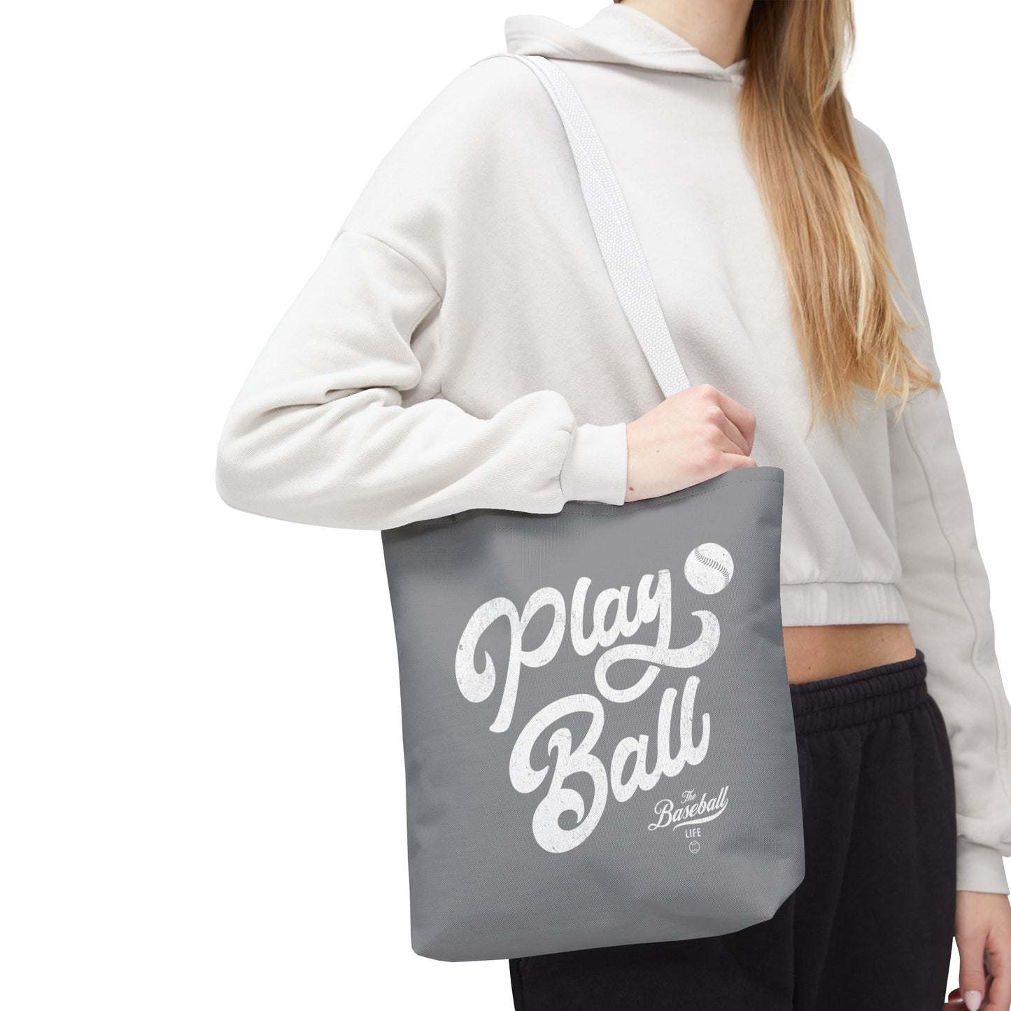 Play Ball Script Tote Bag_Medium Gray