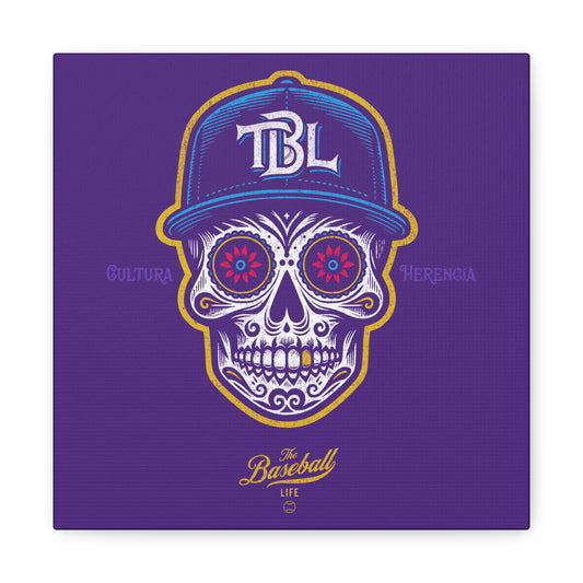 Beisbol Sugar Skull Series_Player 1  Wall Art Canvas_Purple