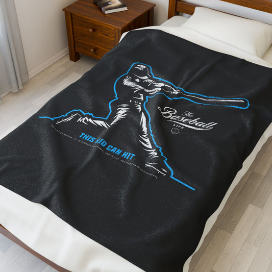 Velveteen Plush Blanket_This Kid Can Hit_Black