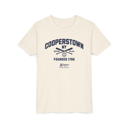 Youth Cooperstown NY Navy Print_Artifacts Baseball Collection T-Shirt