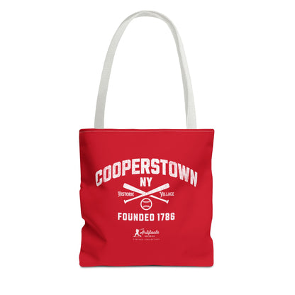 Cooperstown, NY Tote Bag_Red w White Print