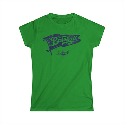 Vintage Baseball Pennant Women's T-Shirt - Navy Print