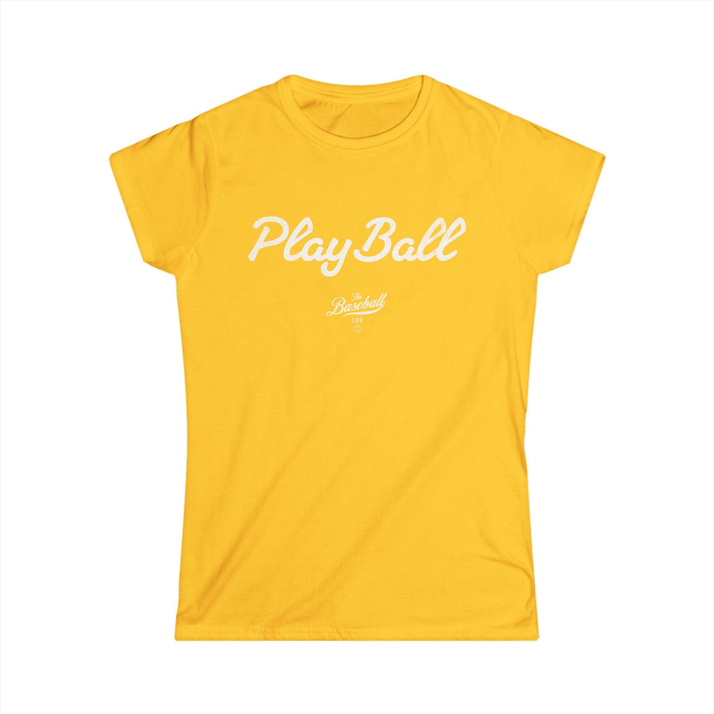 Women's Play Ball Baseball T-Shirt - White Print