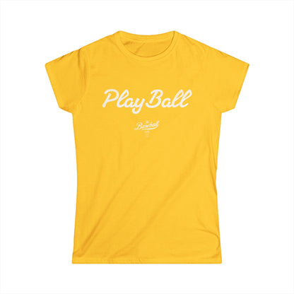 Women's Play Ball Baseball T-Shirt - White Print