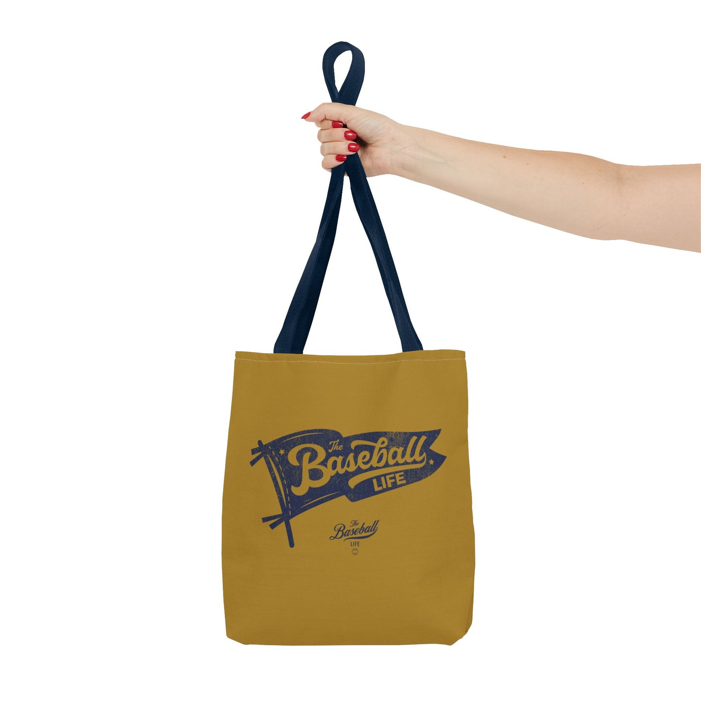 Vintage Pennant Tote Bag_Navy Print on Old Gold