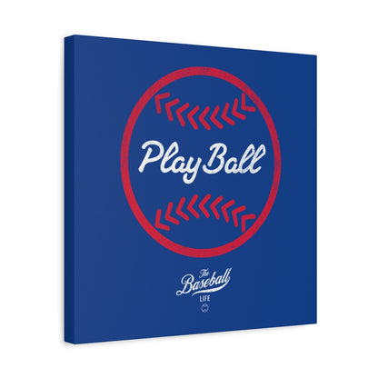 Play Ball Graphic Baseball Wall Art Canvas_Royal Blue
