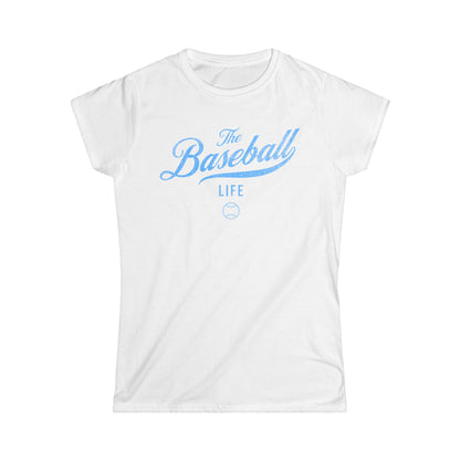 The Baseball Life Classic Script Tee_Women's_Carolina Blue Print