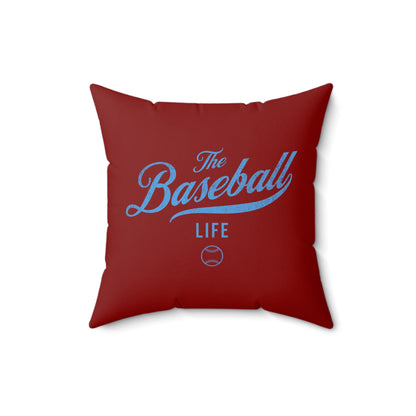 The Baseball Life Accent Pillow_Maroon w Carolina Blue Print
