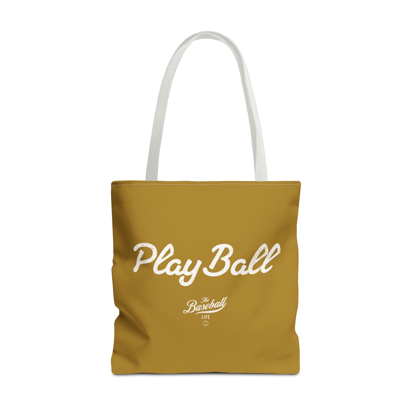Play Ball Tote Bag_Old Gold with White Print