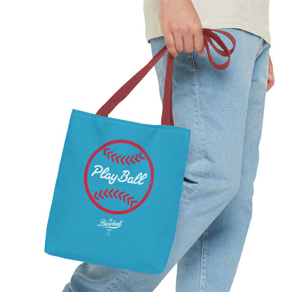 Baseball Icon Play Ball Tote Bag_Turquoise