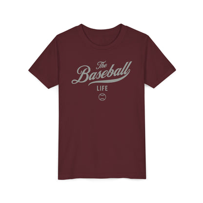 Youth The Baseball Life Classic Script T-Shirt_Silver Gray Print