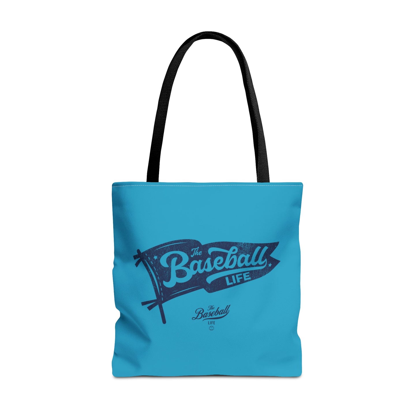Vintage Pennant Tote Bag_Navy Print on Turquoise
