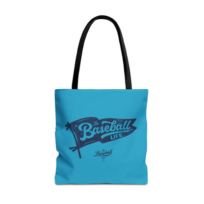 Vintage Pennant Tote Bag_Navy Print on Turquoise