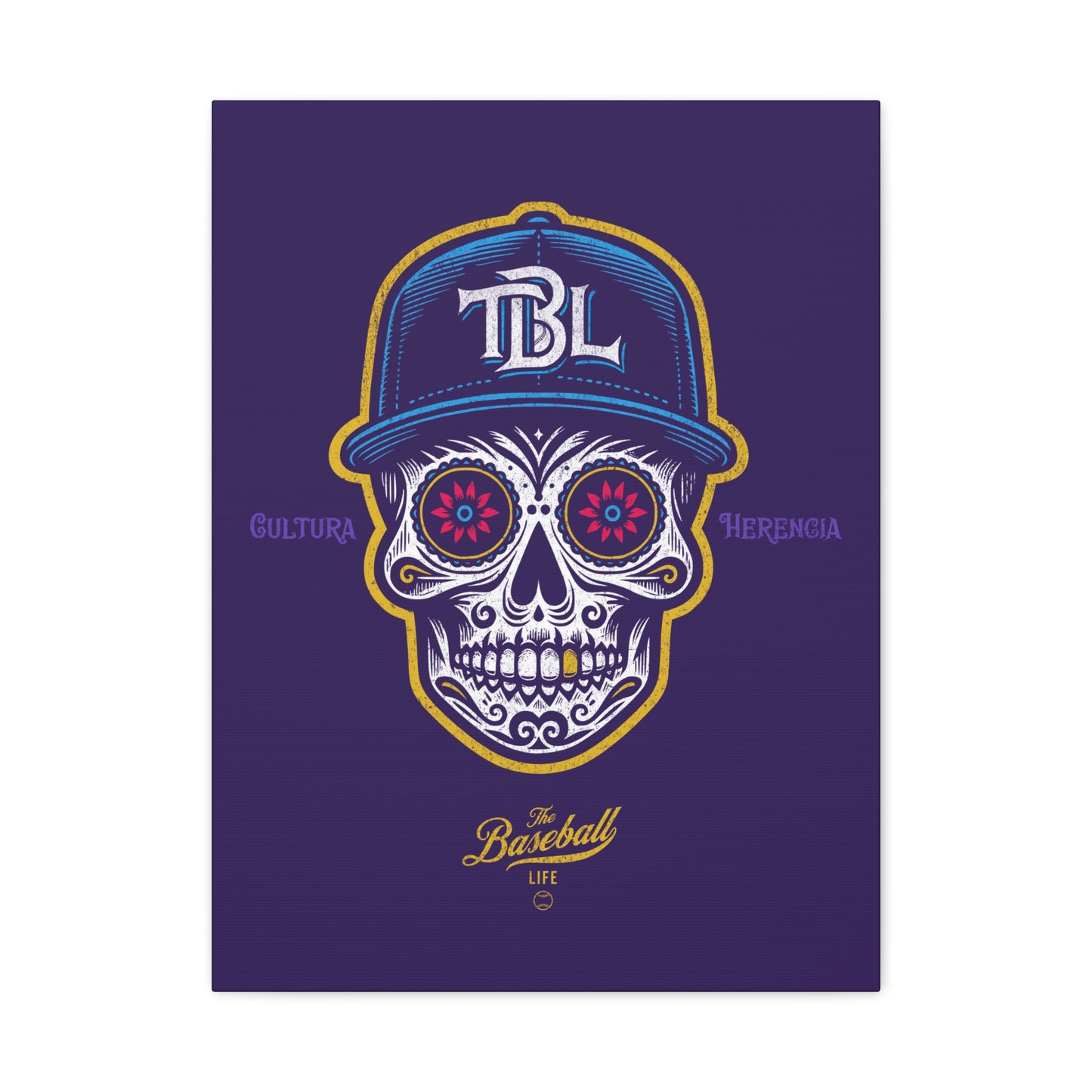 Beisbol Sugar Skull Series_Player 1 Wall Art Canvas_Purple