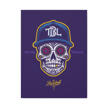Beisbol Sugar Skull Series_Player 1 Wall Art Canvas_Purple