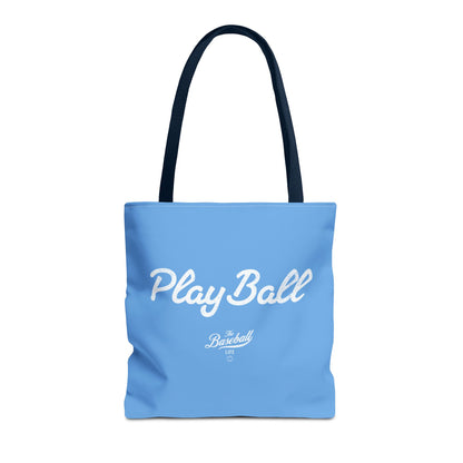 Play Ball Tote Bag_Carolina Blue with White Print