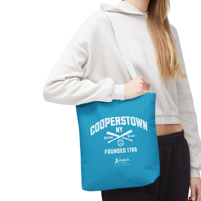Cooperstown, NY Tote Bag_Turquoise w White Print