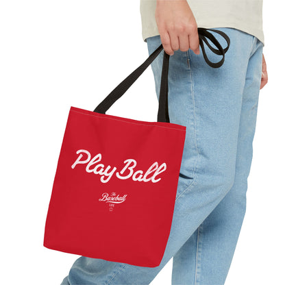 Play Ball Tote Bag_Red with White Print