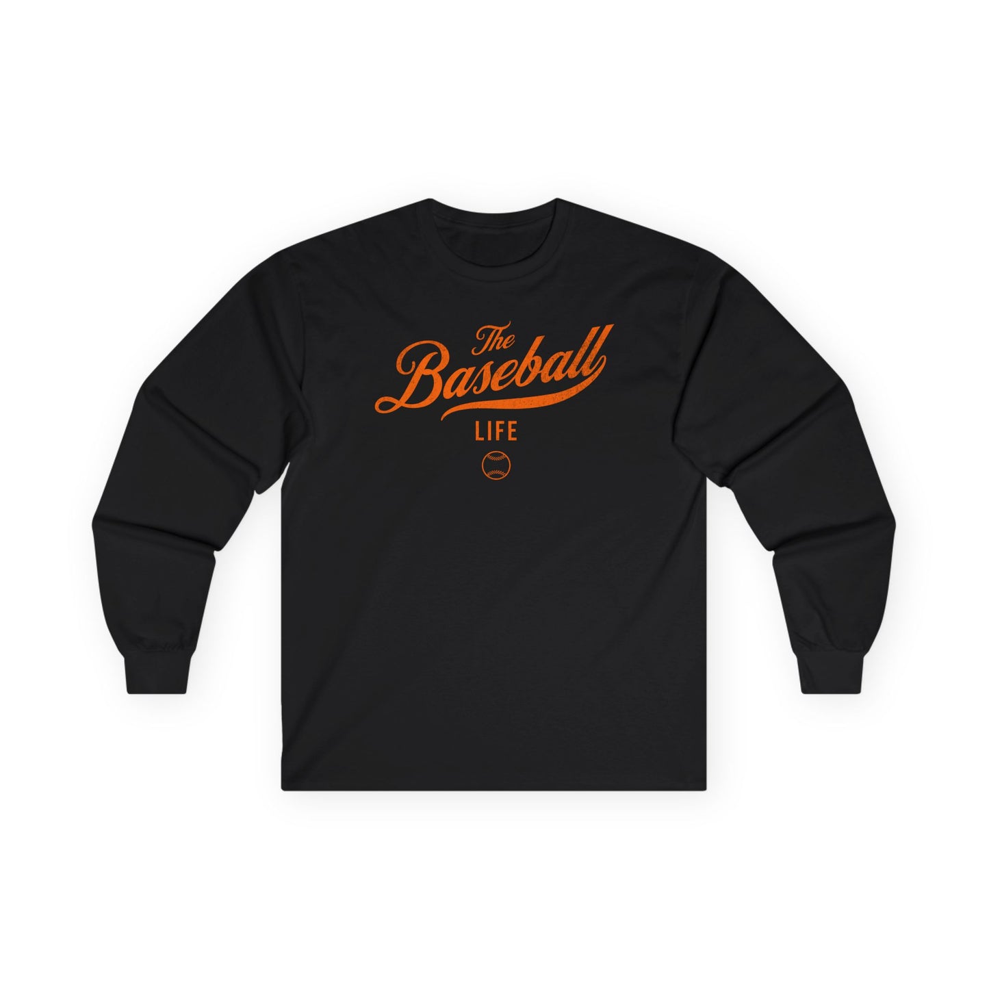 The Baseball Life Long Sleeve T-Shirt_Orange Print