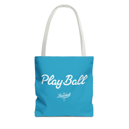 Play Ball Tote Bag_Turquoise with White Print