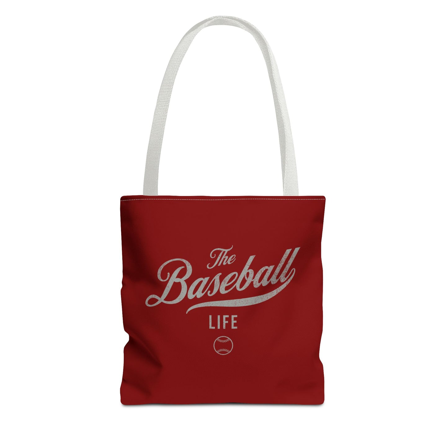 The Baseball Life Tote Bag_Maroon w Silver Gray Print