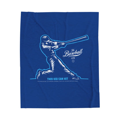 Velveteen Plush Blanket_This Kid Can Hit_Royal Blue