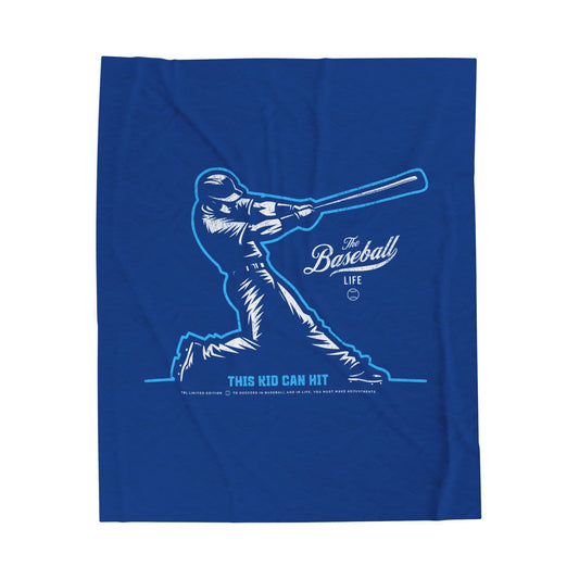 Velveteen Plush Blanket_This Kid Can Hit_Royal Blue