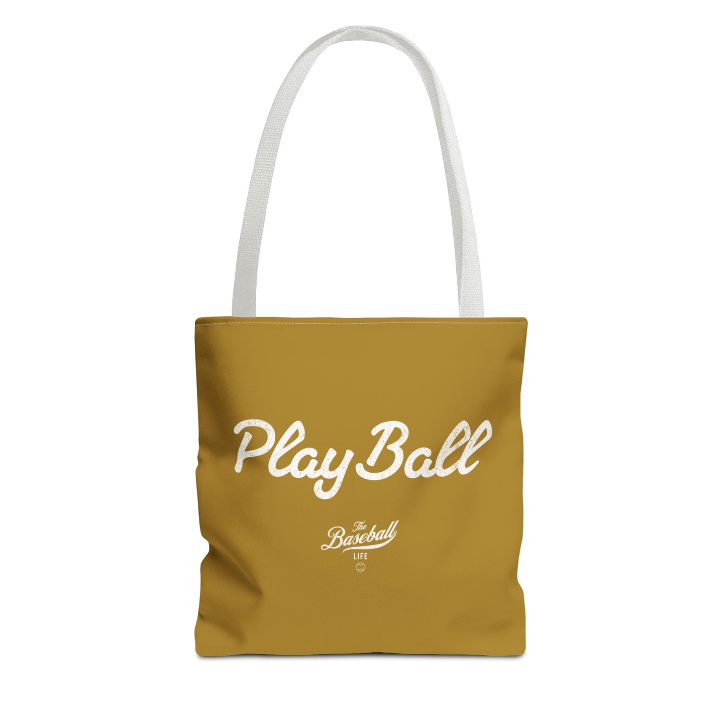 Play Ball Tote Bag_Old Gold with White Print