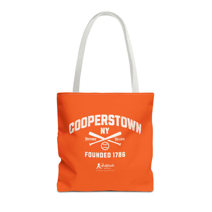 Cooperstown, NY Tote Bag_Orange w White Print