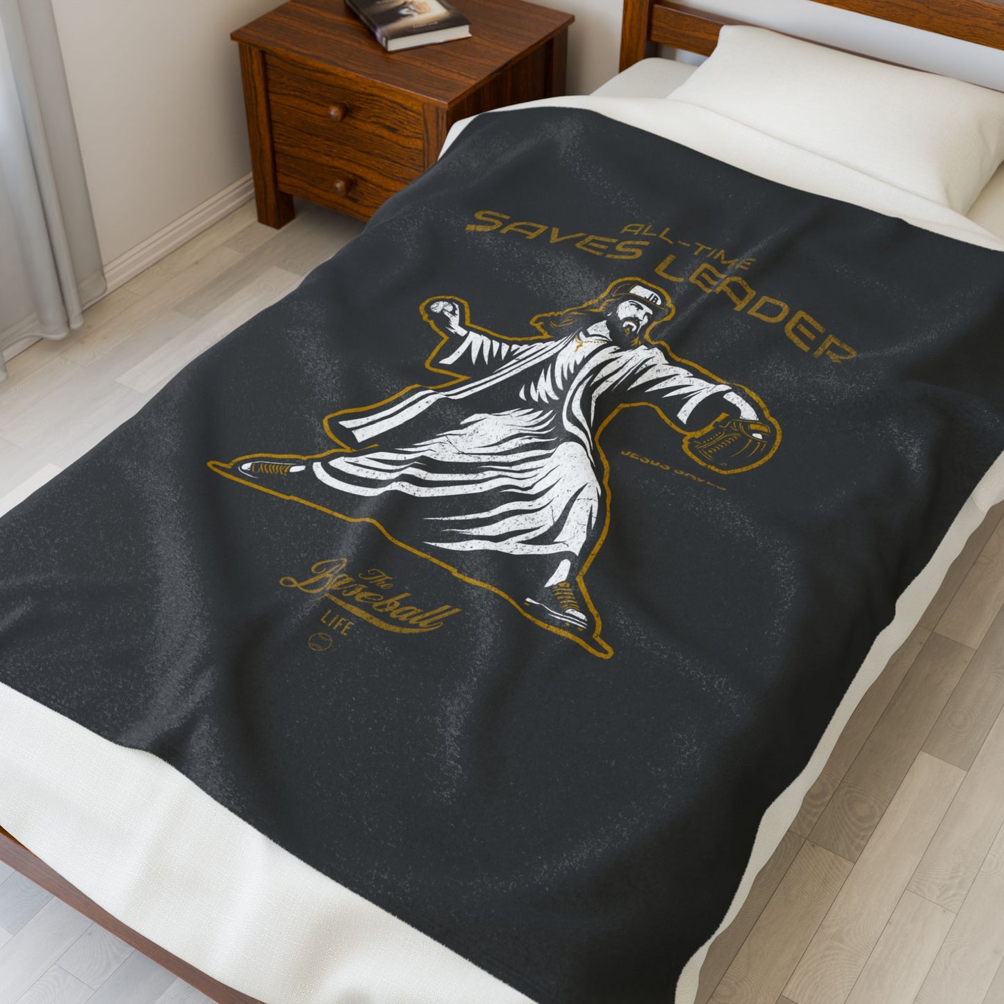 Velveteen Plush Blanket_All-Time Saves Leader_Dark Charcoal Gray