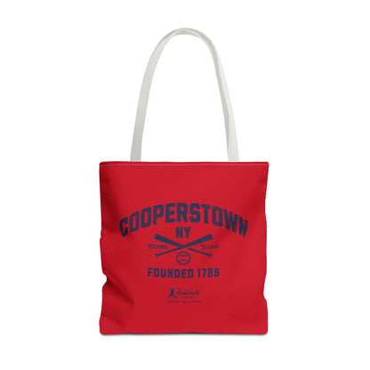 Cooperstown, NY Tote Bag_Red w Navy Print