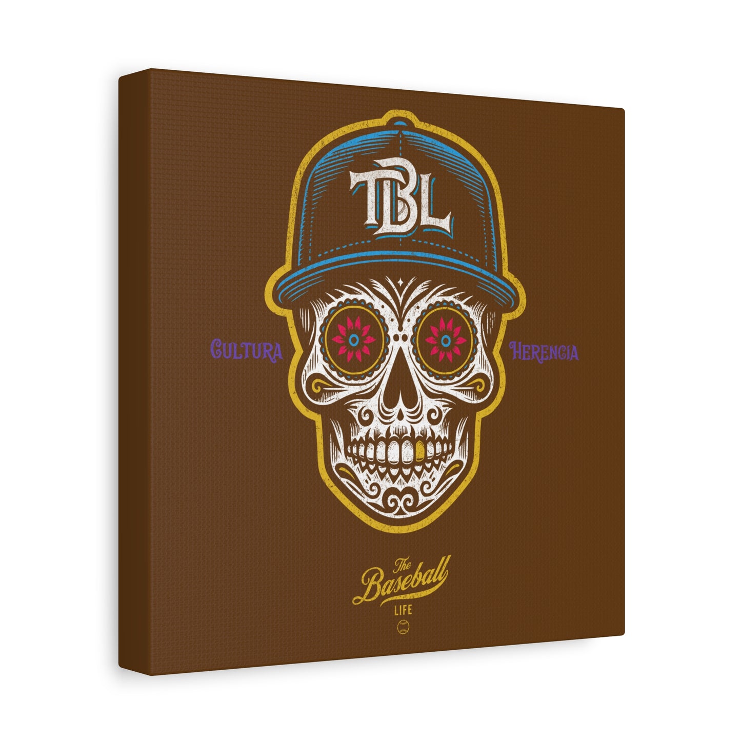 Beisbol Sugar Skull Series_Player 1  Wall Art Canvas_Brown