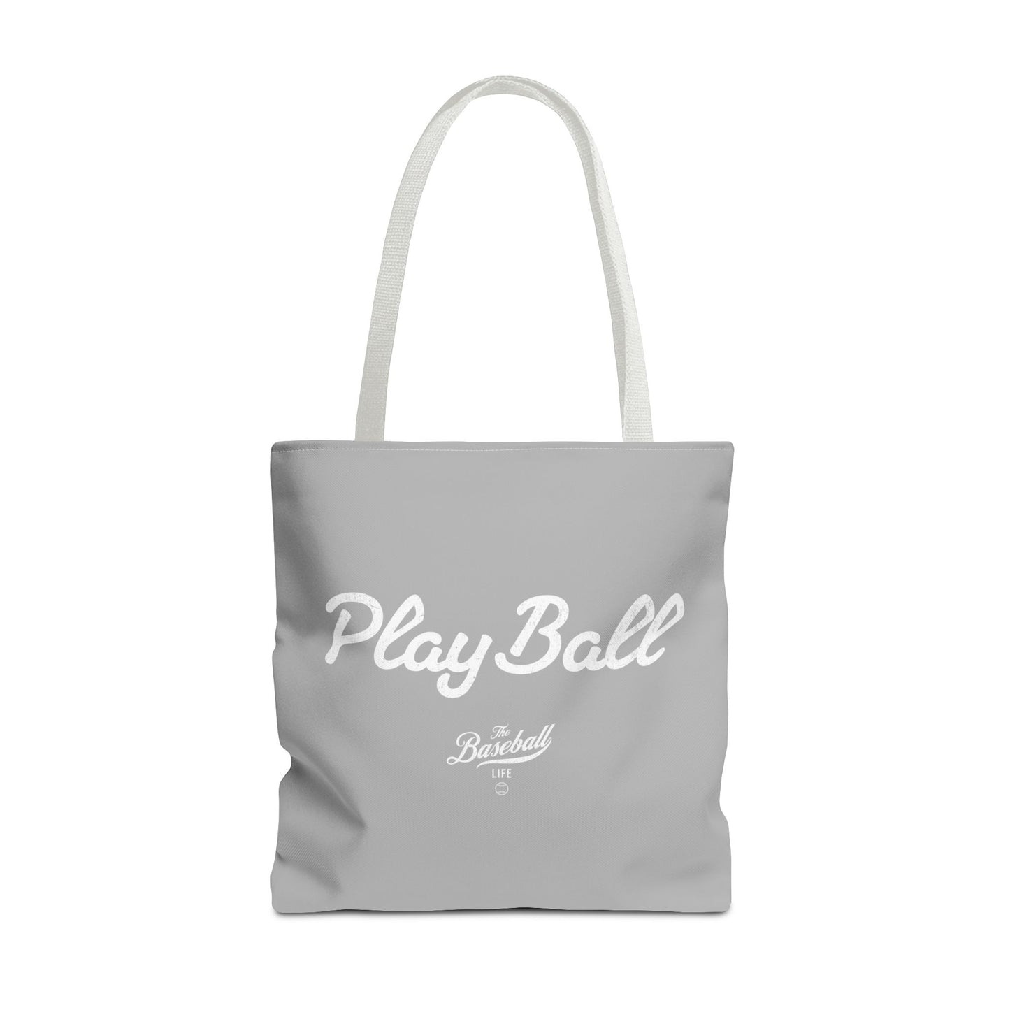 Play Ball Tote Bag_Light Gray with White Print