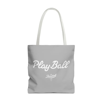 Play Ball Tote Bag_Light Gray with White Print