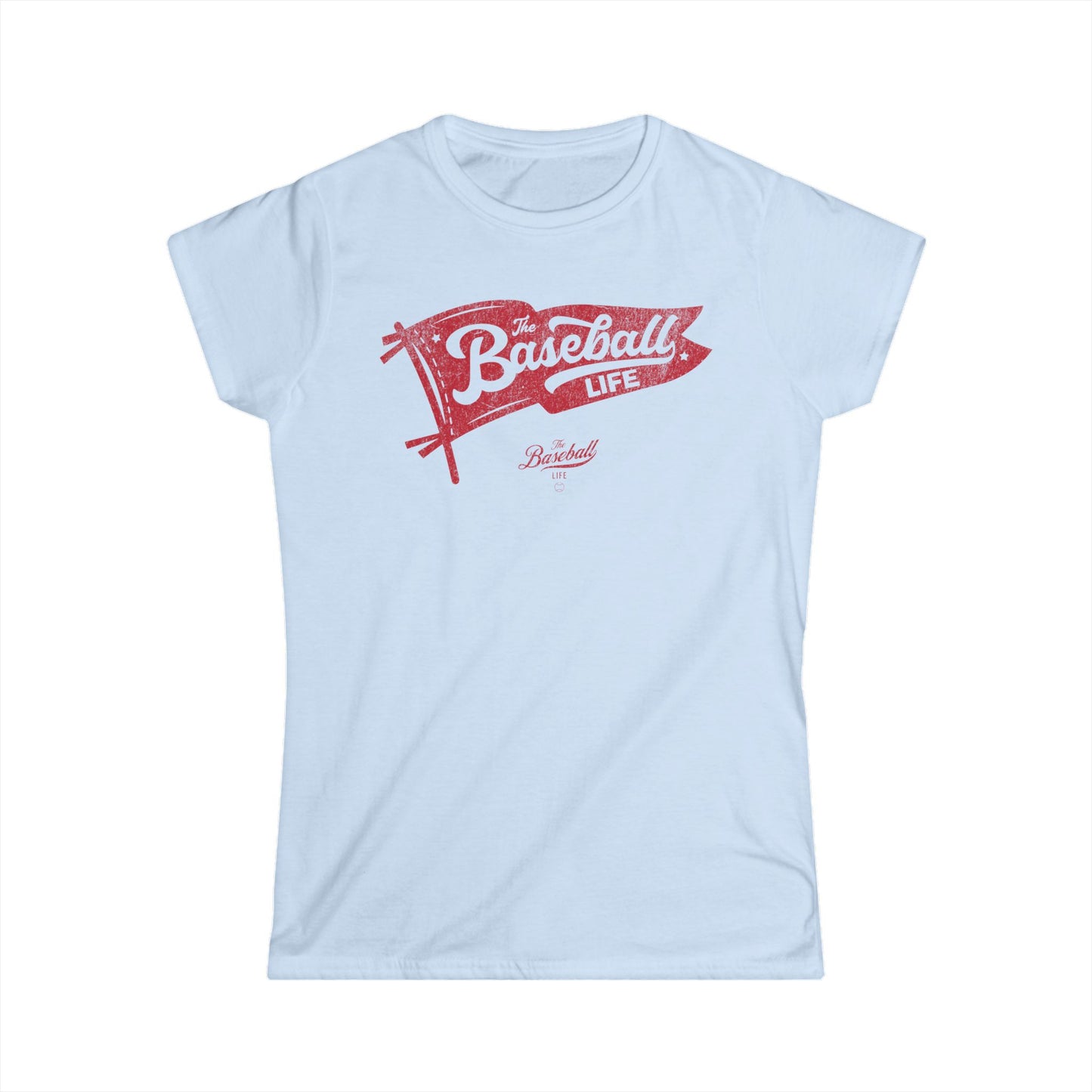 Women's Vintage Baseball Pennant T-Shirt - Red Print