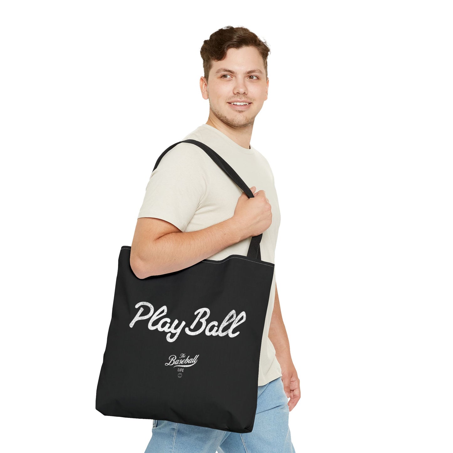 Play Ball Tote Bag_Black with White Print