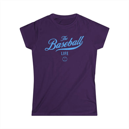 The Baseball Life Classic Script Tee_Women's_Carolina Blue Print