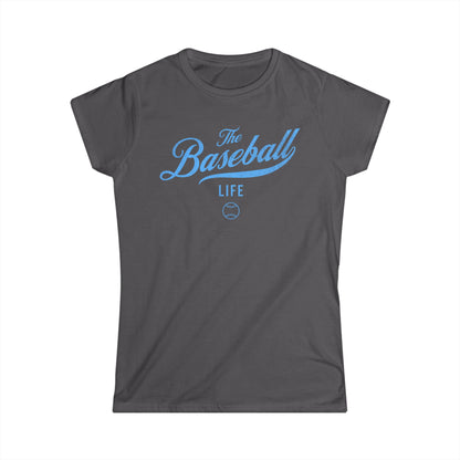 The Baseball Life Classic Script Tee_Women's_Carolina Blue Print