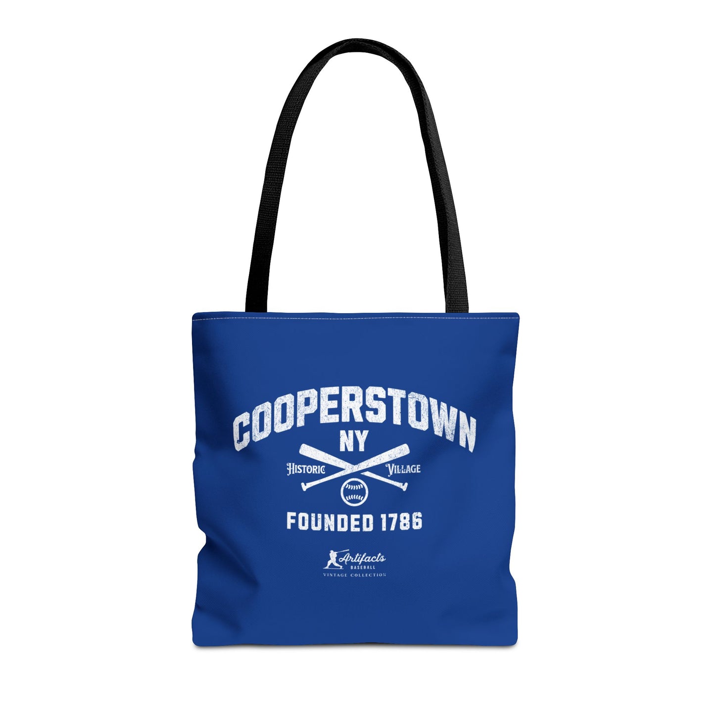 Cooperstown, NY Tote Bag_Royal Blue w White Print