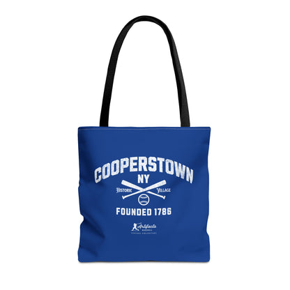 Cooperstown, NY Tote Bag_Royal Blue w White Print