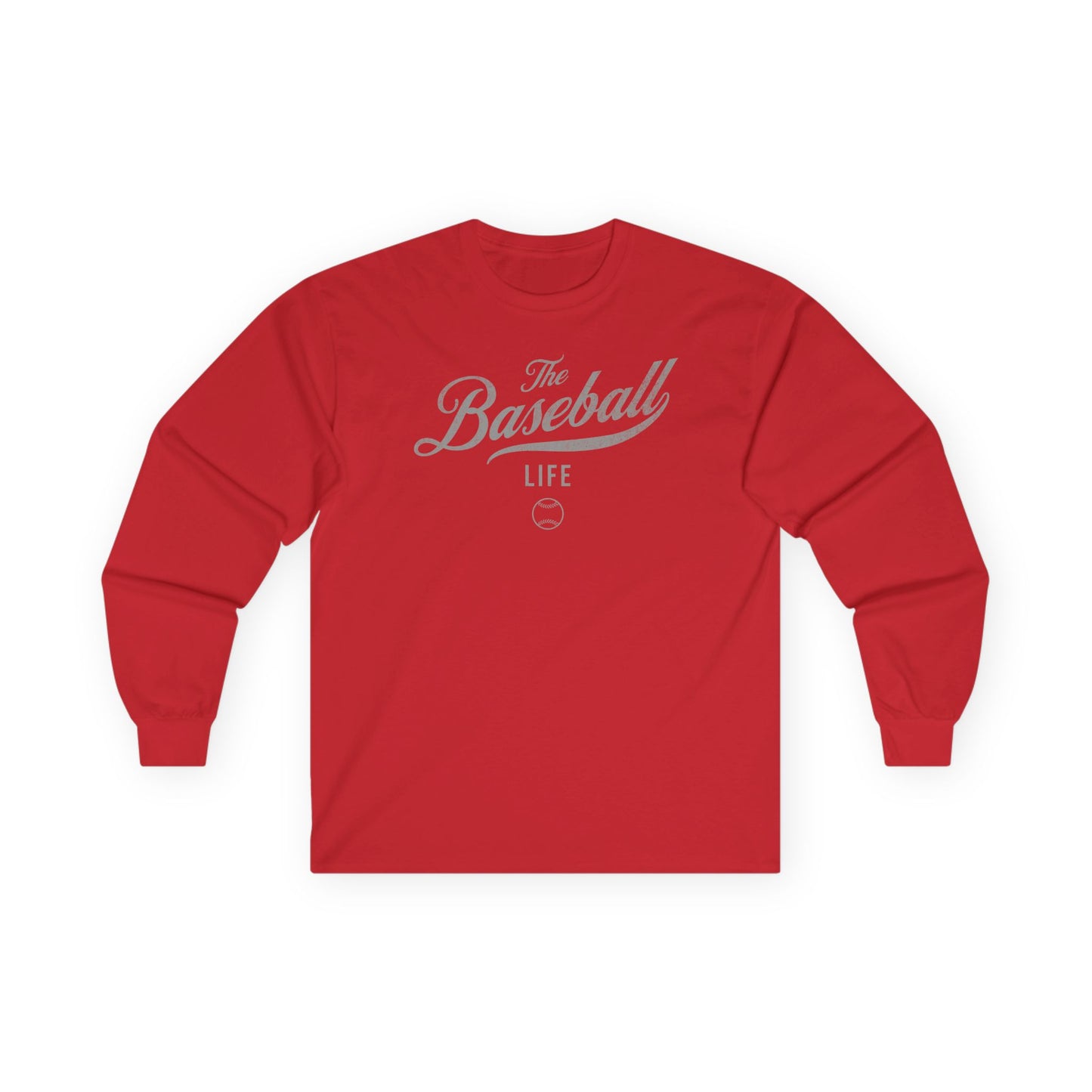 The Baseball Life Long Sleeve T-Shirt_Silver Gray Print